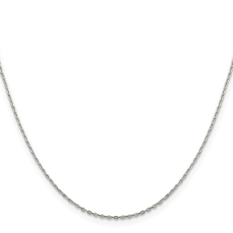 925 White Gold 0.5 mm Polished Chain Necklace, Solid