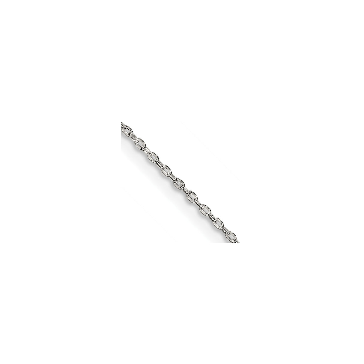 925 White Gold 0.5 mm Polished Chain Necklace, Solid detail view