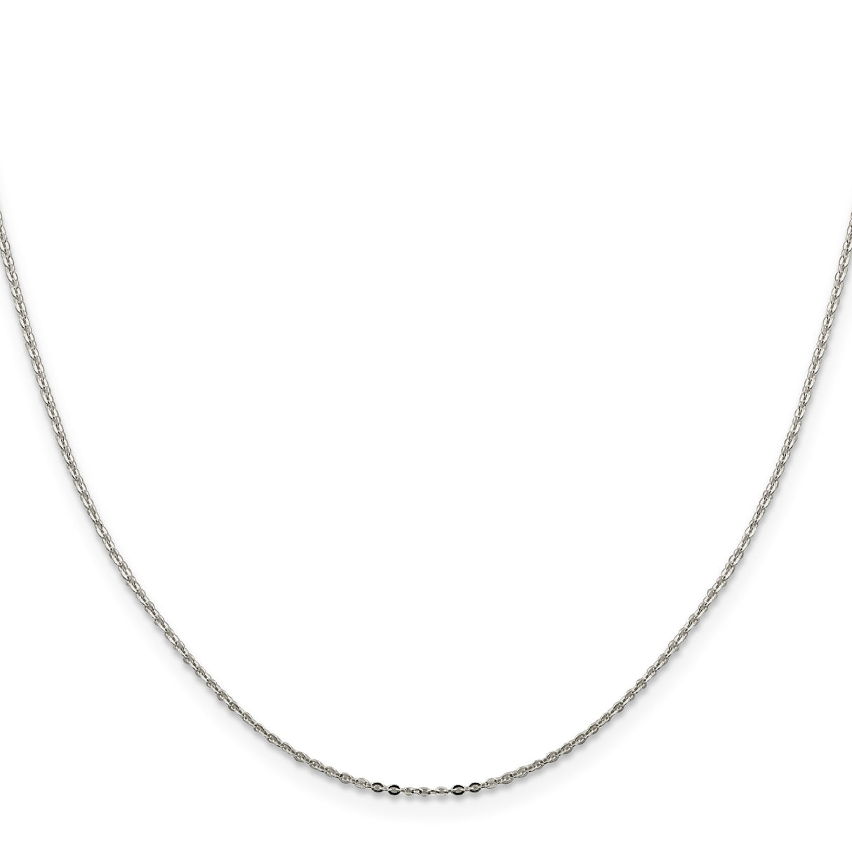 925 White Gold 0.9 mm Polished Chain Necklace, Solid