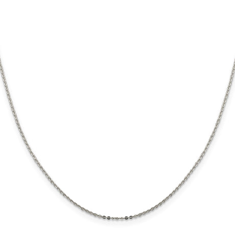 925 White Gold 0.9 mm Polished Chain Necklace, Solid