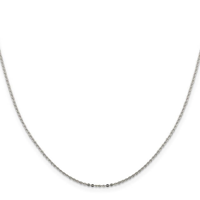925 White Gold 0.9 mm Polished Chain Necklace, Solid
