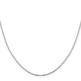 925 White Gold 0.9 mm Polished Chain Necklace, Solid