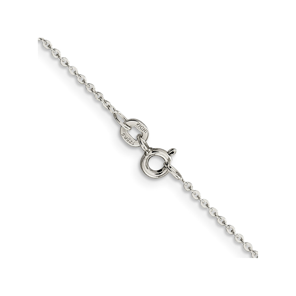 925 White Gold 0.9 mm Polished Chain Necklace, Solid alternate angle