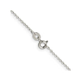 925 White Gold 0.9 mm Polished Chain Necklace, Solid alternate angle
