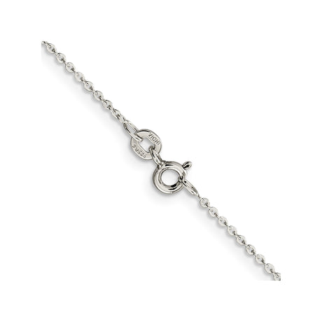 925 White Gold 0.9 mm Polished Chain Necklace, Solid alternate angle