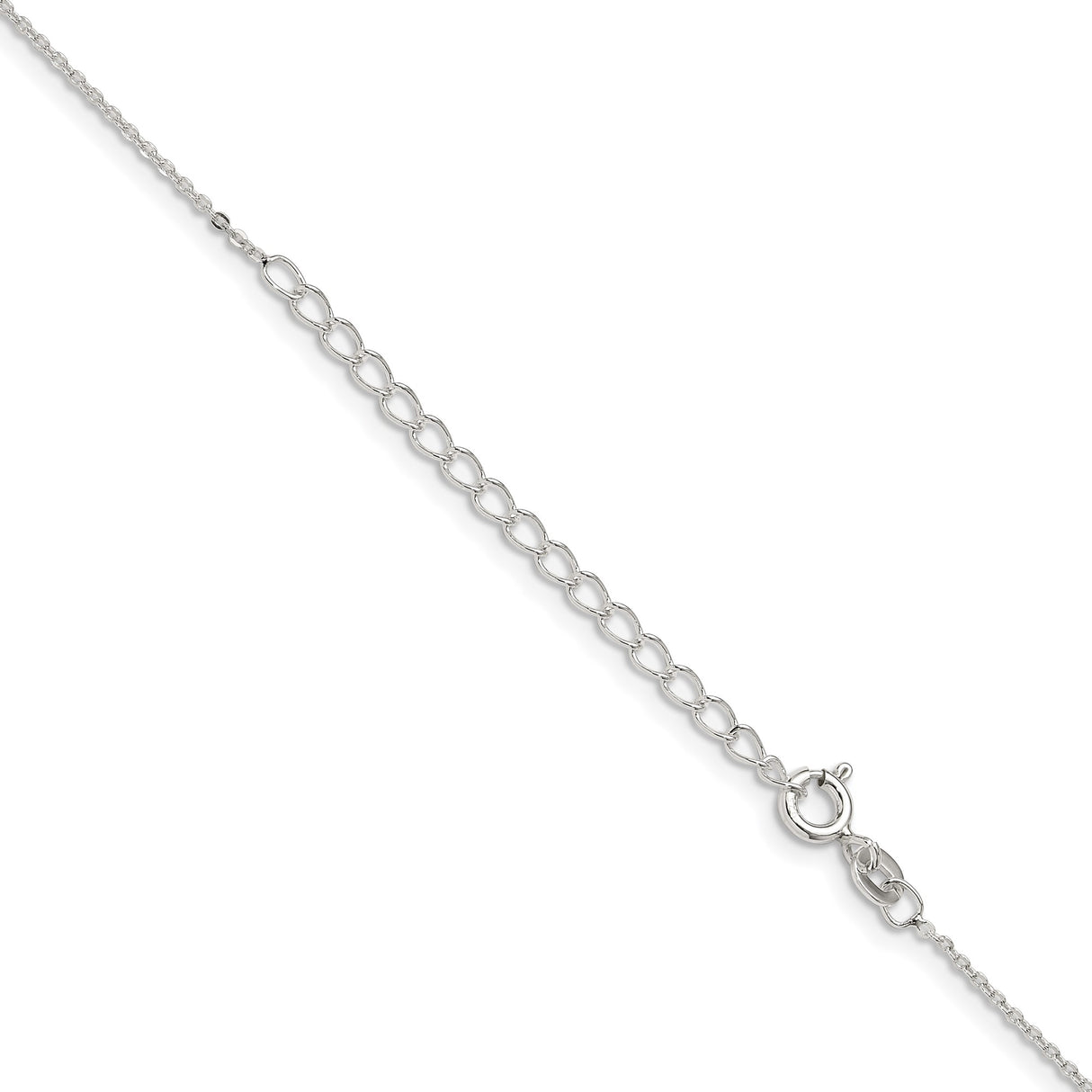 925 White Gold 0.9 mm Polished Chain Necklace, Solid detail view