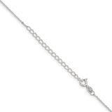 925 White Gold 0.9 mm Polished Chain Necklace, Solid detail view