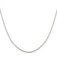 925 White Gold 1 mm Polished Chain Necklace, Solid