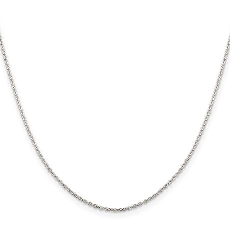 925 White Gold 1 mm Polished Chain Necklace, Solid