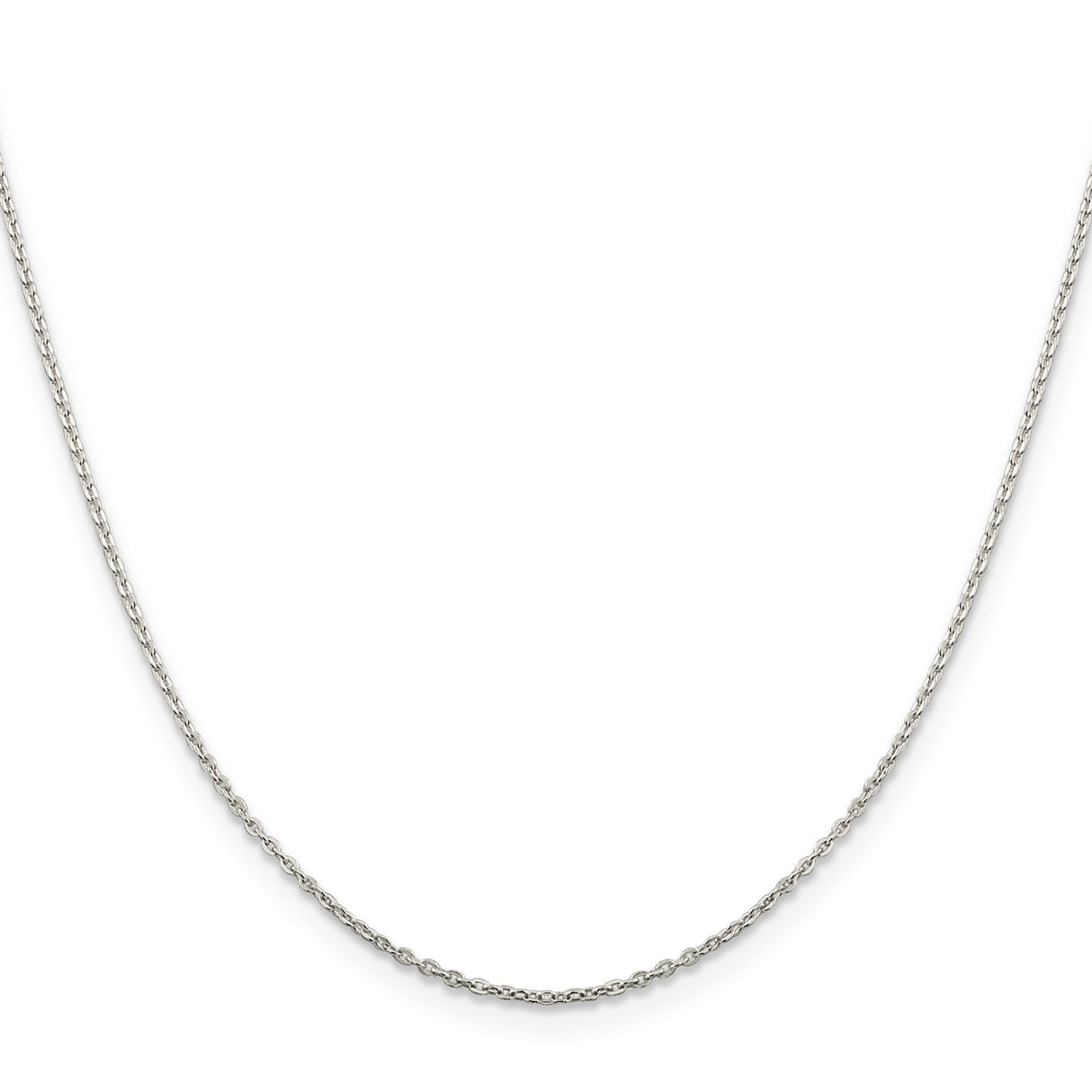 925 White Gold 1 mm Polished Chain Necklace, Solid