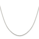 925 White Gold 1 mm Polished Chain Necklace, Solid
