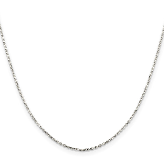 925 White Gold 1 mm Polished Chain Necklace, Solid