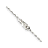 925 White Gold 1 mm Polished Chain Necklace, Solid alternate angle