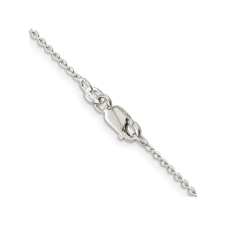925 White Gold 1 mm Polished Chain Necklace, Solid alternate angle