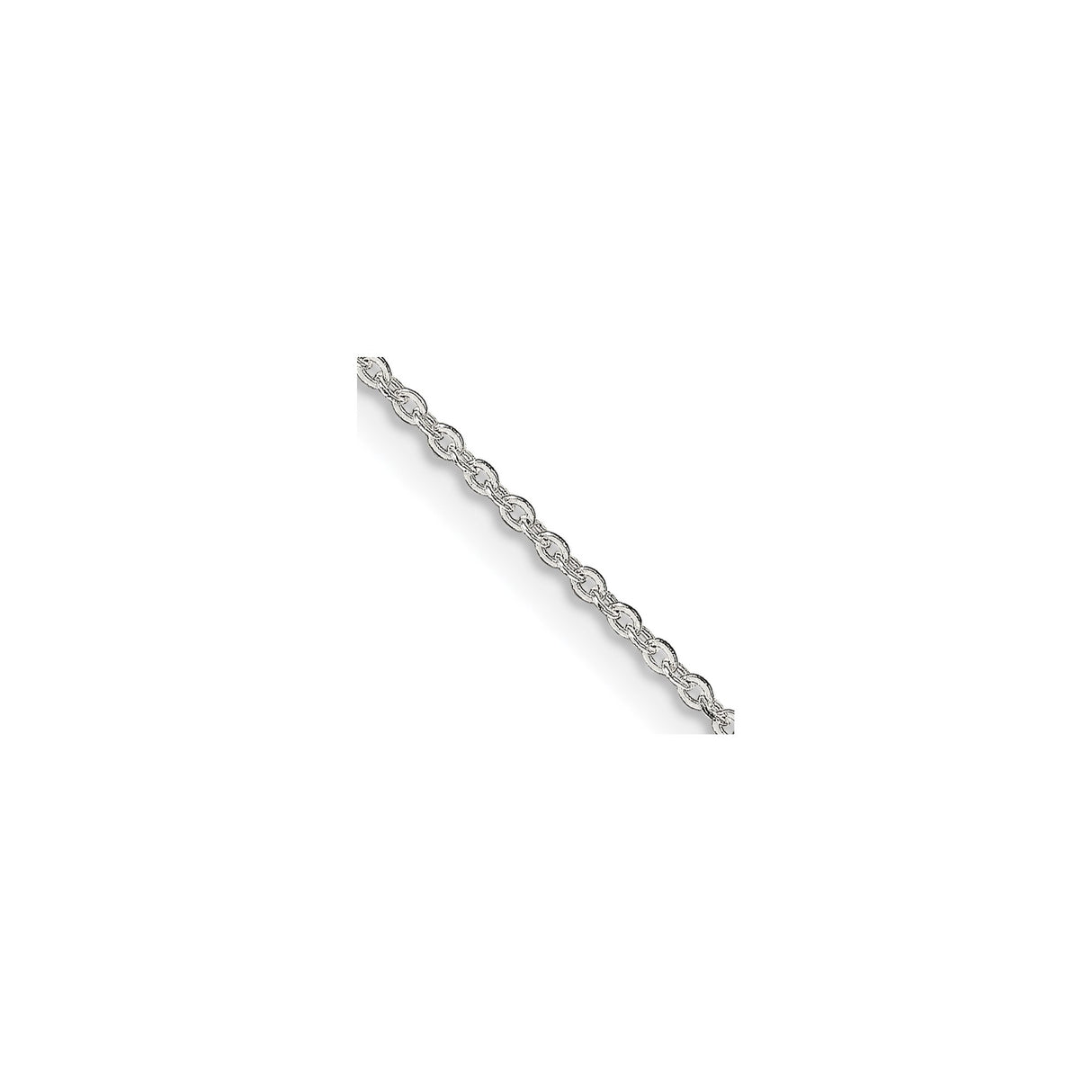 925 White Gold 1 mm Polished Chain Necklace, Solid detail view