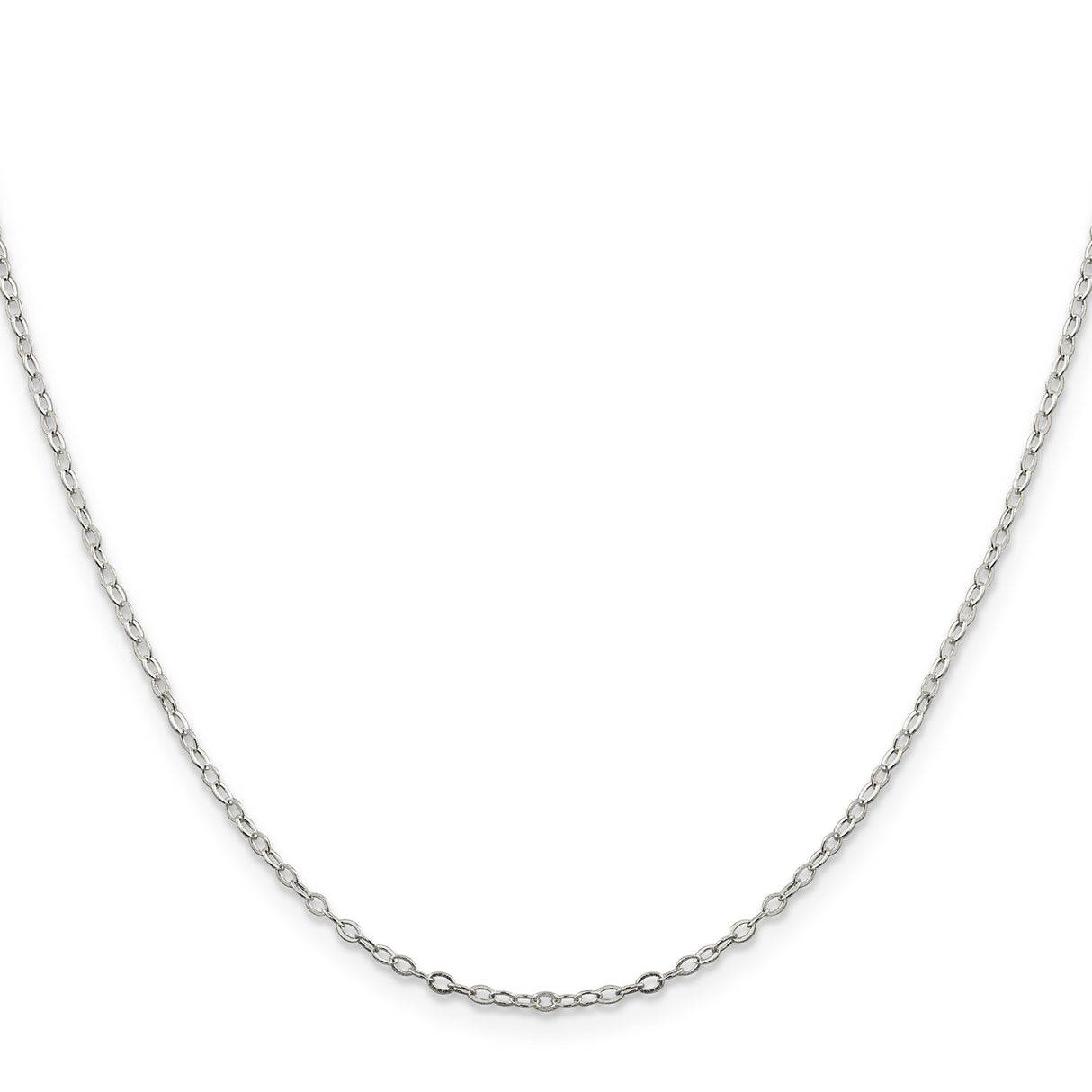 925 White Gold 1.5 mm Polished Chain Necklace, Solid