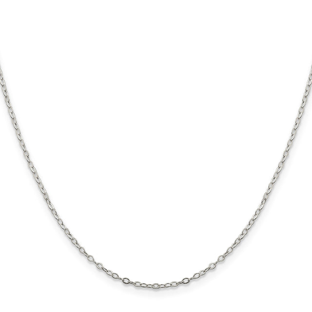 925 White Gold 1.5 mm Polished Chain Necklace, Solid