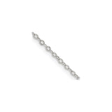 925 White Gold 1.5 mm Polished Chain Necklace, Solid detail view