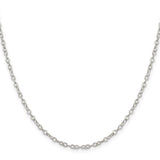 925 White Gold 2.5 mm Polished Chain Necklace, Solid