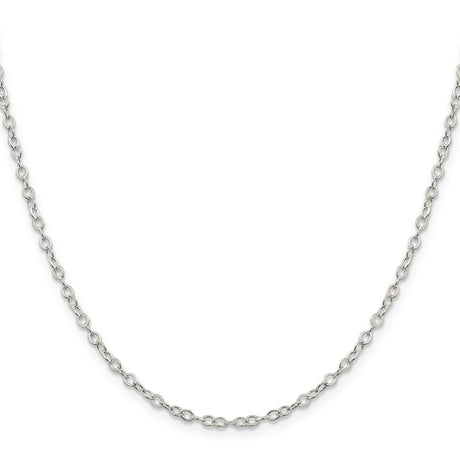 925 White Gold 2.5 mm Polished Chain Necklace, Solid