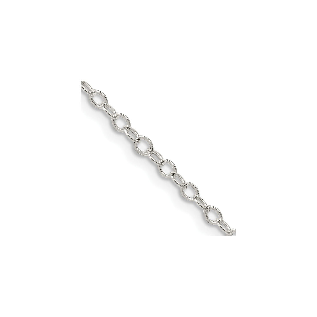 925 White Gold 2.5 mm Polished Chain Necklace, Solid detail view