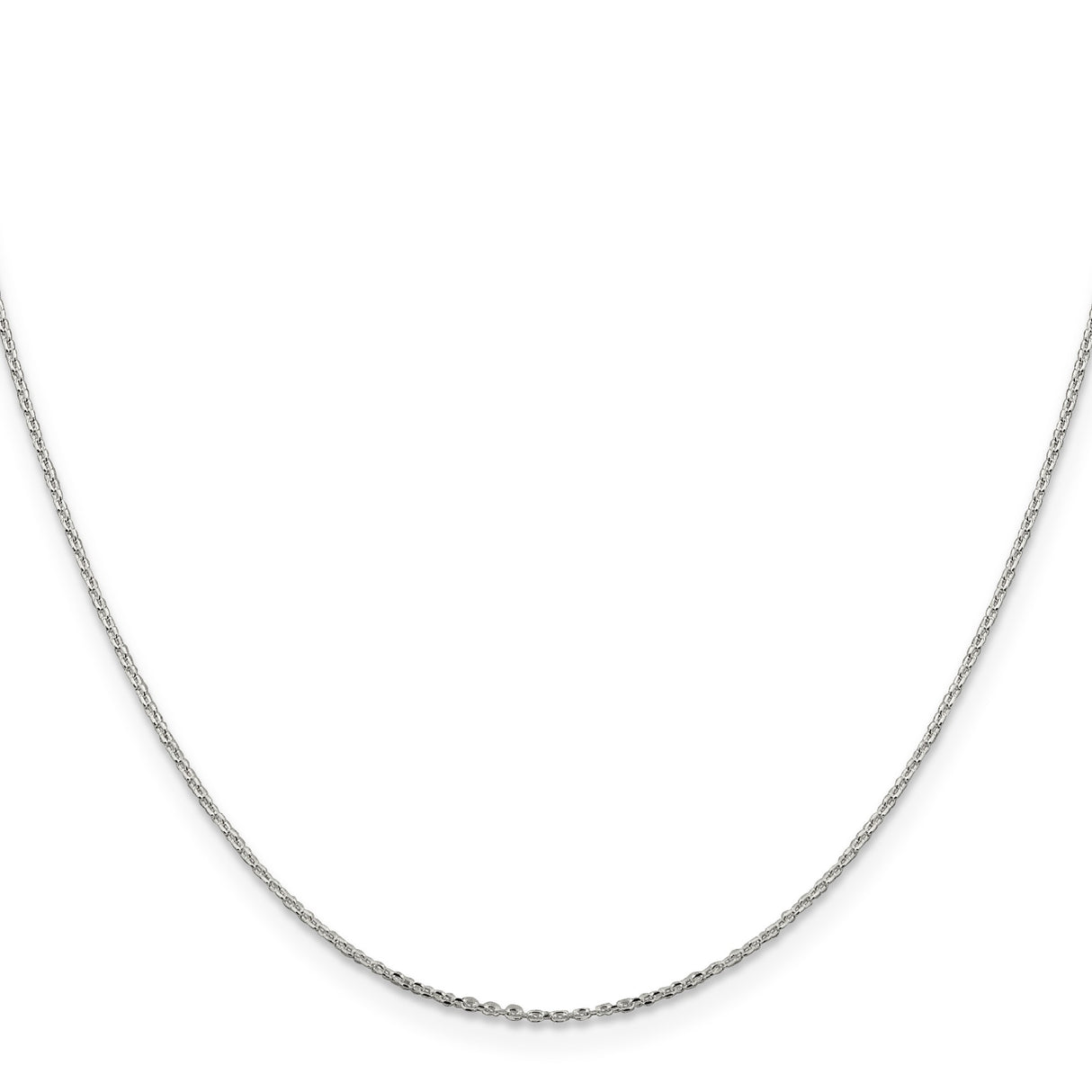 925 White Gold 0.95 mm Polished Chain Necklace, Solid