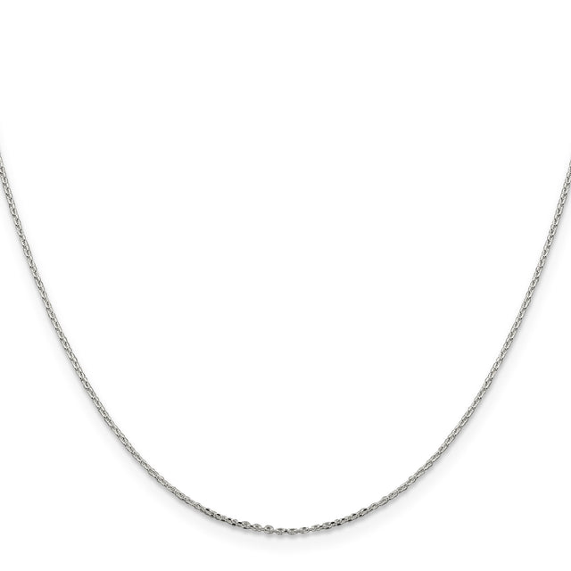 925 White Gold 0.95 mm Polished Chain Necklace, Solid