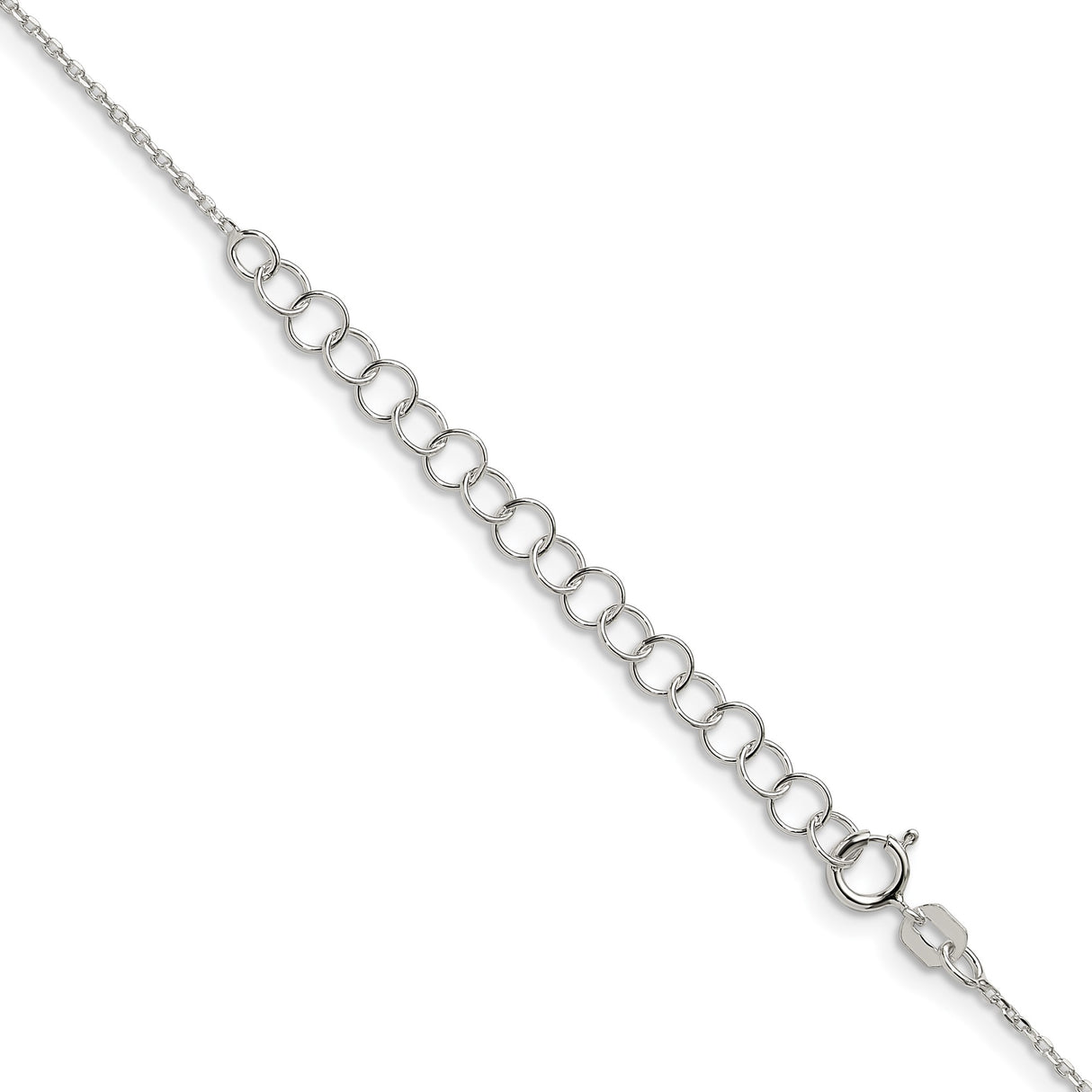 925 White Gold 0.95 mm Polished Chain Necklace, Solid detail view