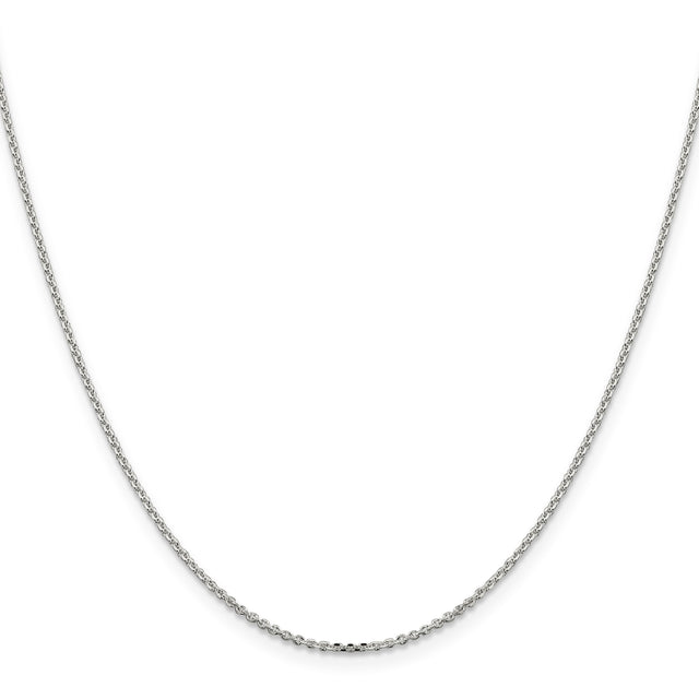 925 White Gold 1.4 mm Polished Chain Necklace, Solid