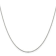 925 White Gold 1.4 mm Polished Chain Necklace, Solid
