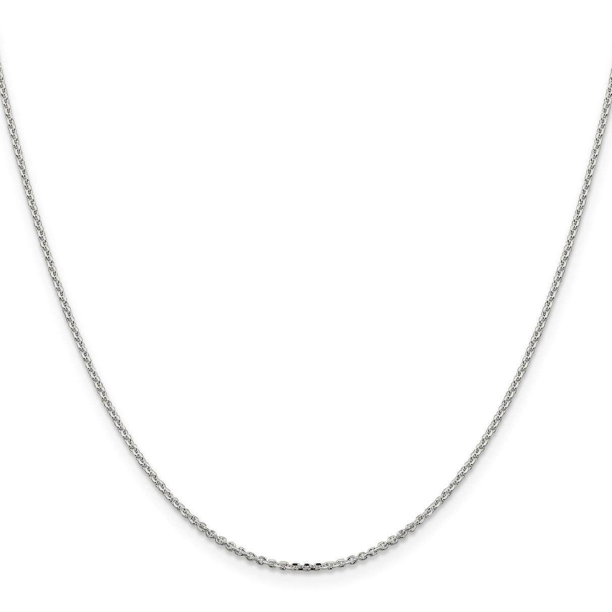 925 White Gold 1.4 mm Polished Chain Necklace, Solid