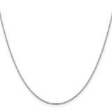 925 White Gold 1.4 mm Polished Chain Necklace, Solid