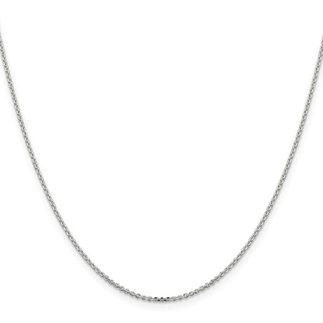925 White Gold 1.4 mm Polished Chain Necklace, Solid