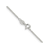 925 White Gold 1.4 mm Polished Chain Necklace, Solid alternate angle
