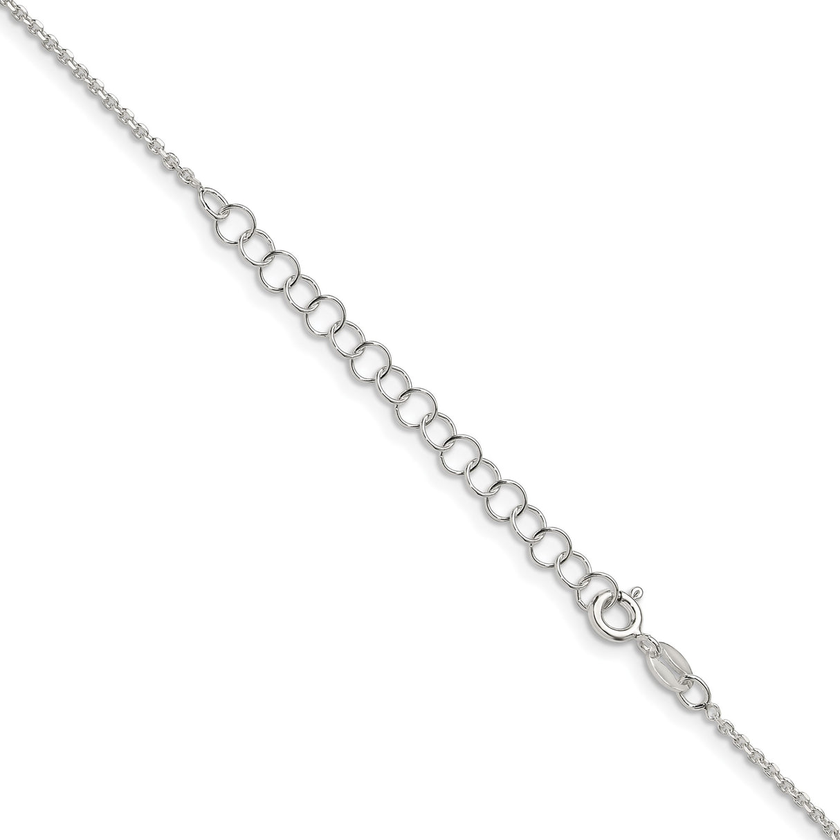 925 White Gold 1.4 mm Polished Chain Necklace, Solid detail view