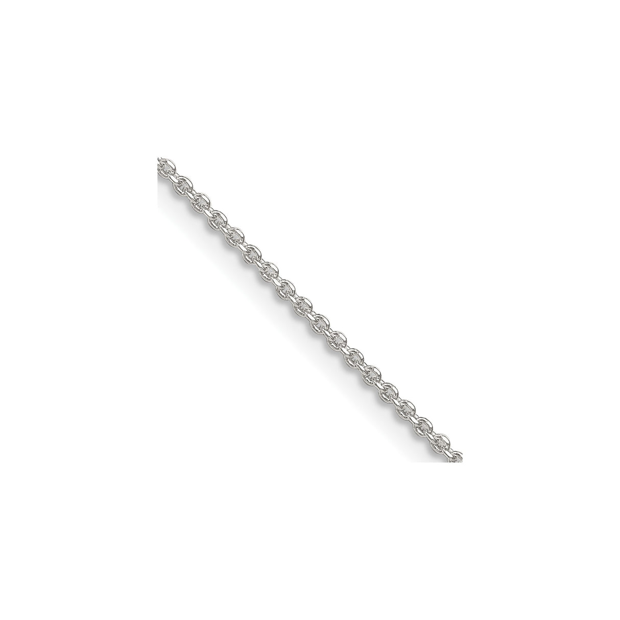 925 White Gold 1.4 mm Polished Chain Necklace, Solid detail view