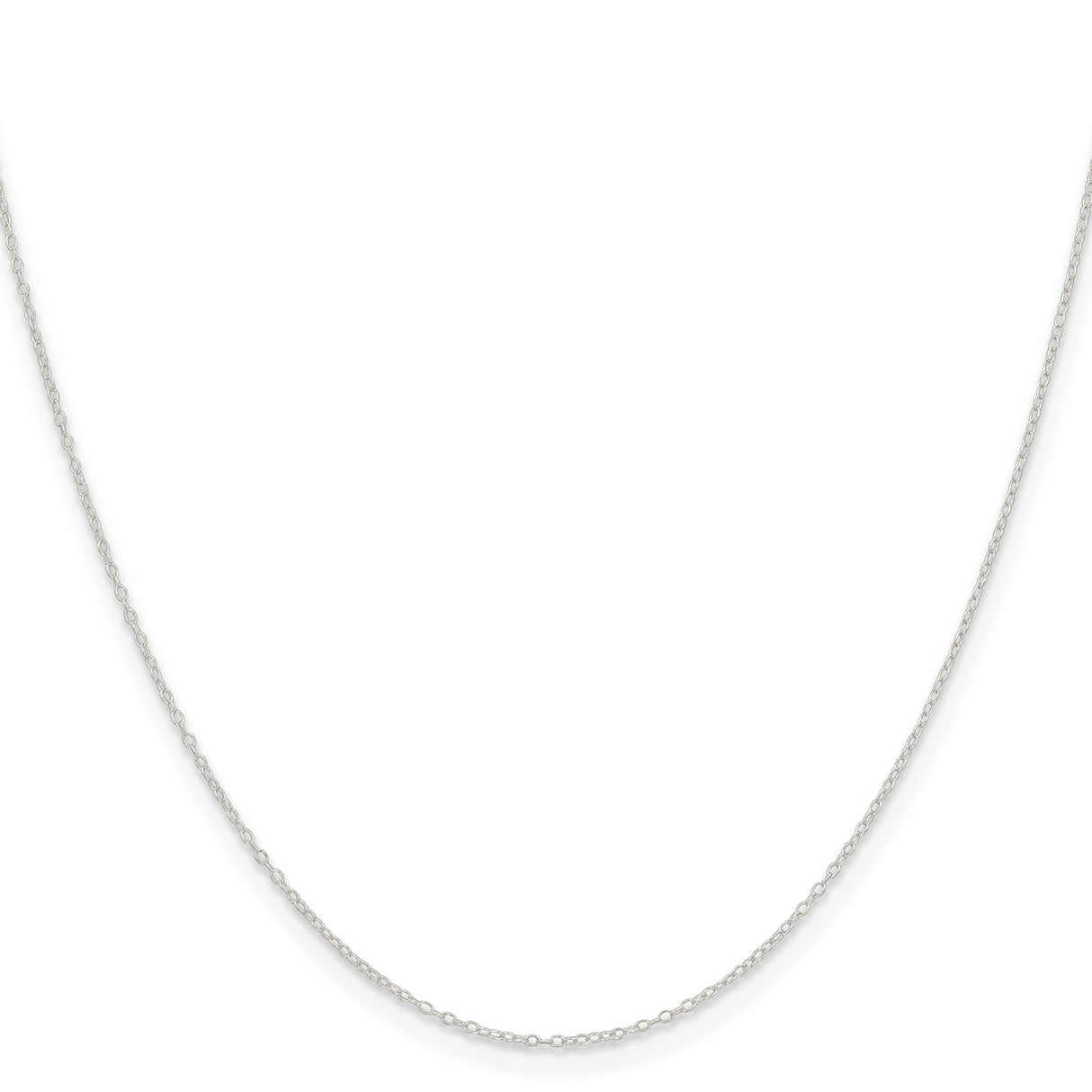 925 White Gold 0.95 mm Polished Chain Necklace, Solid