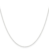 925 White Gold 0.95 mm Polished Chain Necklace, Solid