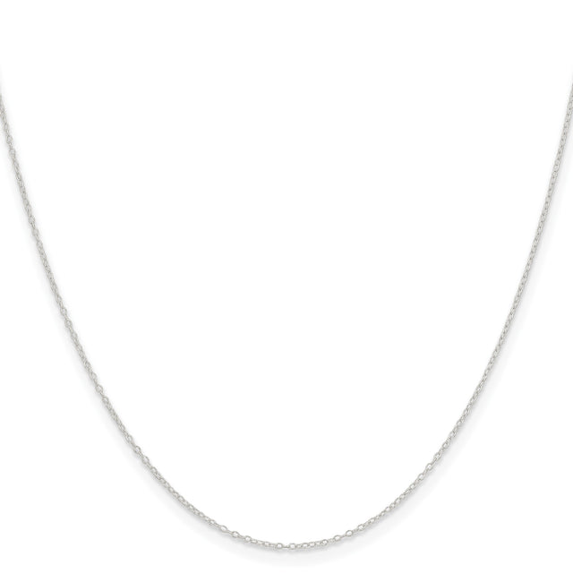 925 White Gold 0.95 mm Polished Chain Necklace, Solid
