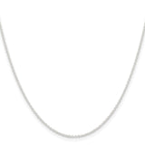 925 White Gold 1.45 mm Polished Chain Necklace, Solid