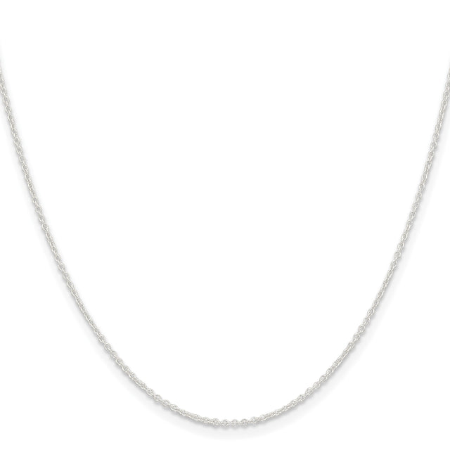 925 White Gold 1.45 mm Polished Chain Necklace, Solid