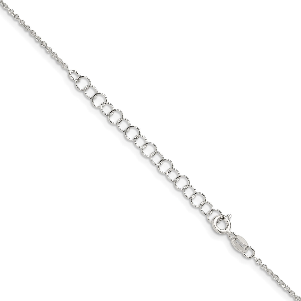 925 White Gold 1.45 mm Polished Chain Necklace, Solid detail view