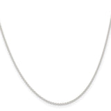 925 White Gold 1.6 mm Polished Chain Necklace, Solid