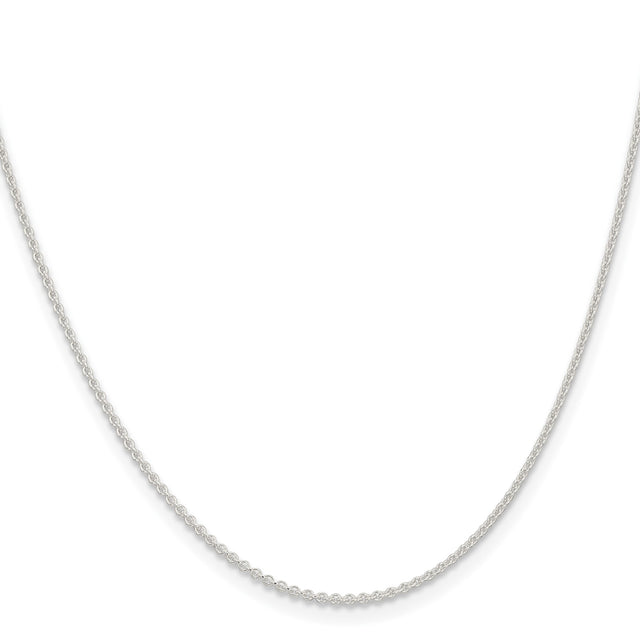 925 White Gold 1.6 mm Polished Chain Necklace, Solid