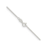 925 White Gold 1.6 mm Polished Chain Necklace, Solid alternate angle