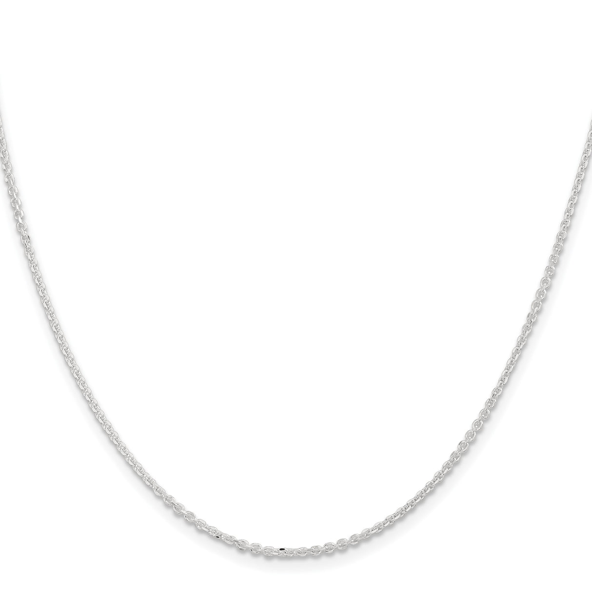 925 White Gold 1.85 mm Polished Chain Necklace, Solid