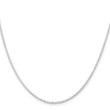925 White Gold 1.85 mm Polished Chain Necklace, Solid