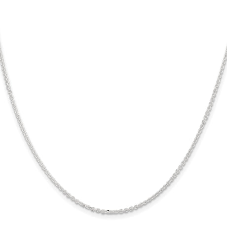 925 White Gold 1.85 mm Polished Chain Necklace, Solid