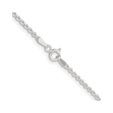 925 White Gold 1.85 mm Polished Chain Necklace, Solid alternate angle