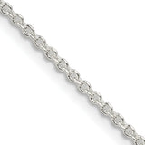 925 White Gold 1.85 mm Polished Chain Necklace, Solid detail view